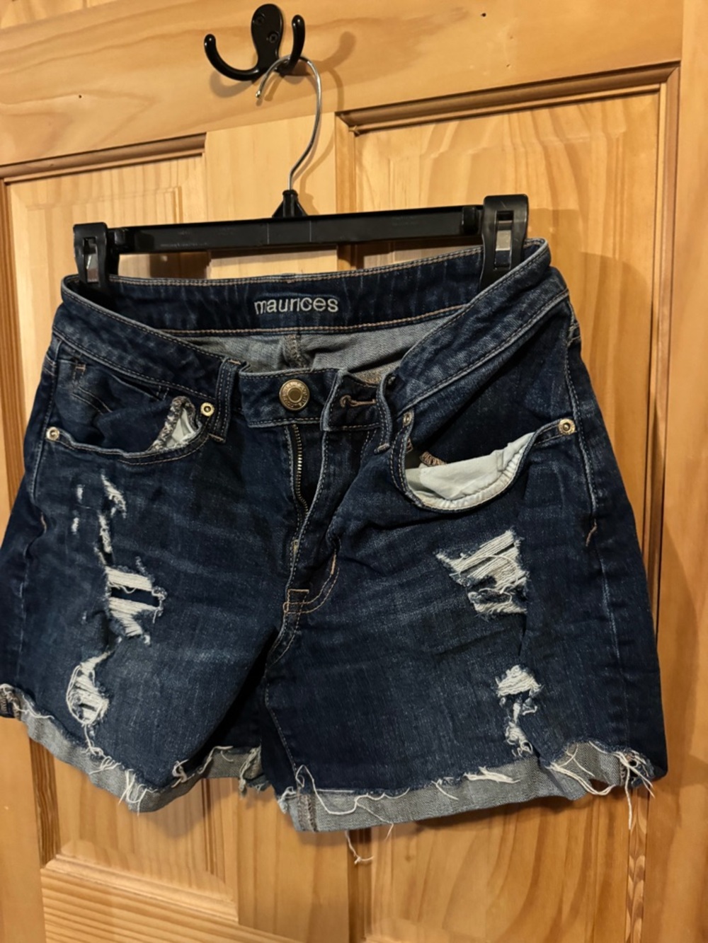 Maurices Dark Indigo Distressed Jean Shorts
